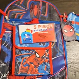 Bioworld Spider-Man Kids Backpack Set - Red and Blue